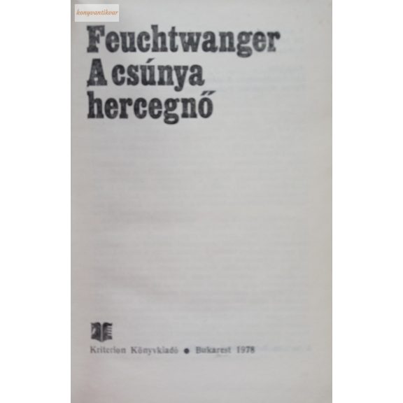 Feuchtwanger: A csúnya hercegnő