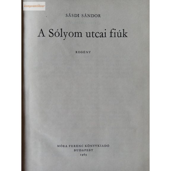 Sásdi Sándor: Sólyom utcai fiúk