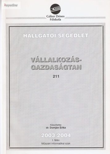 Domján Erika: Vállalkozásgazdaságtan